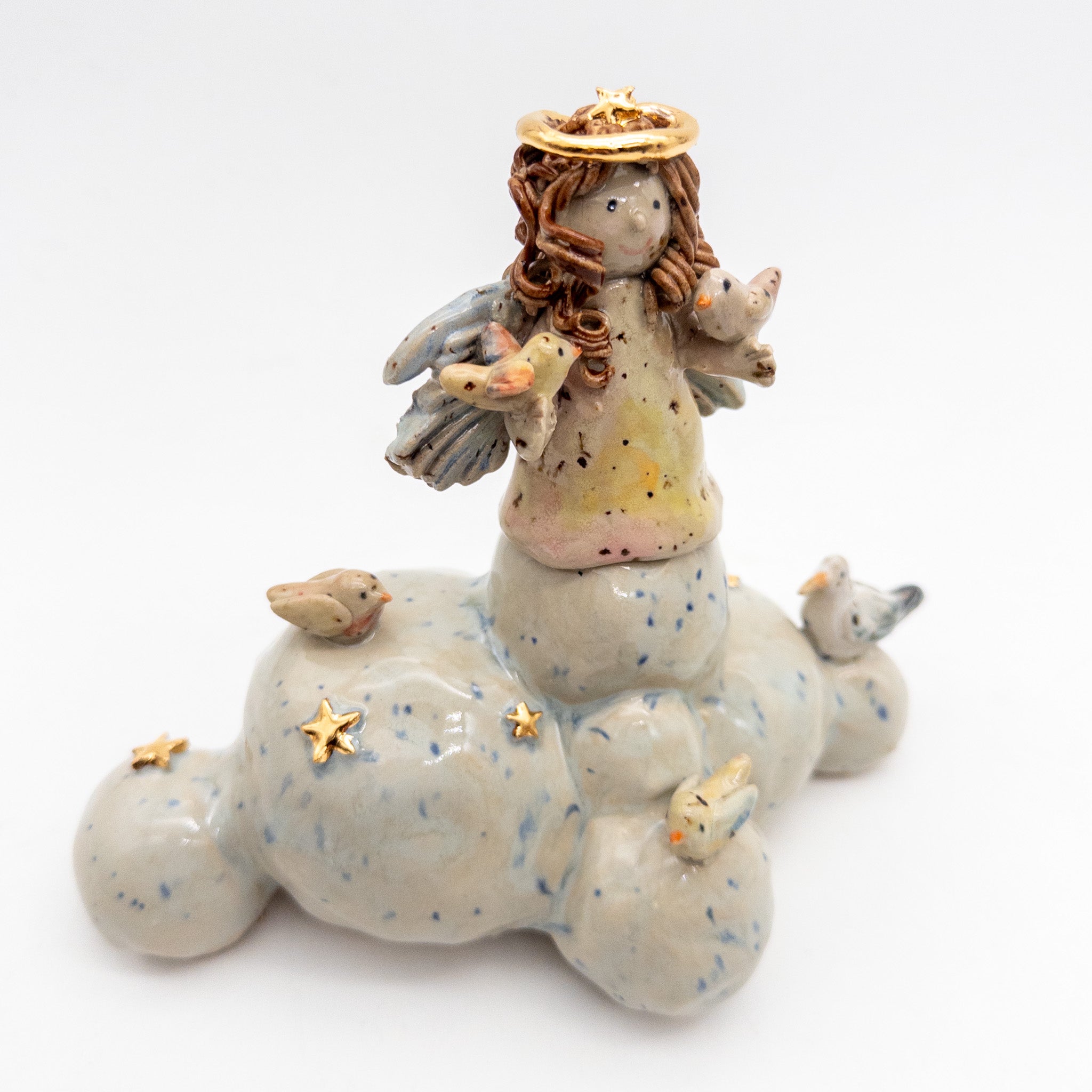 Engel på sky med fugle