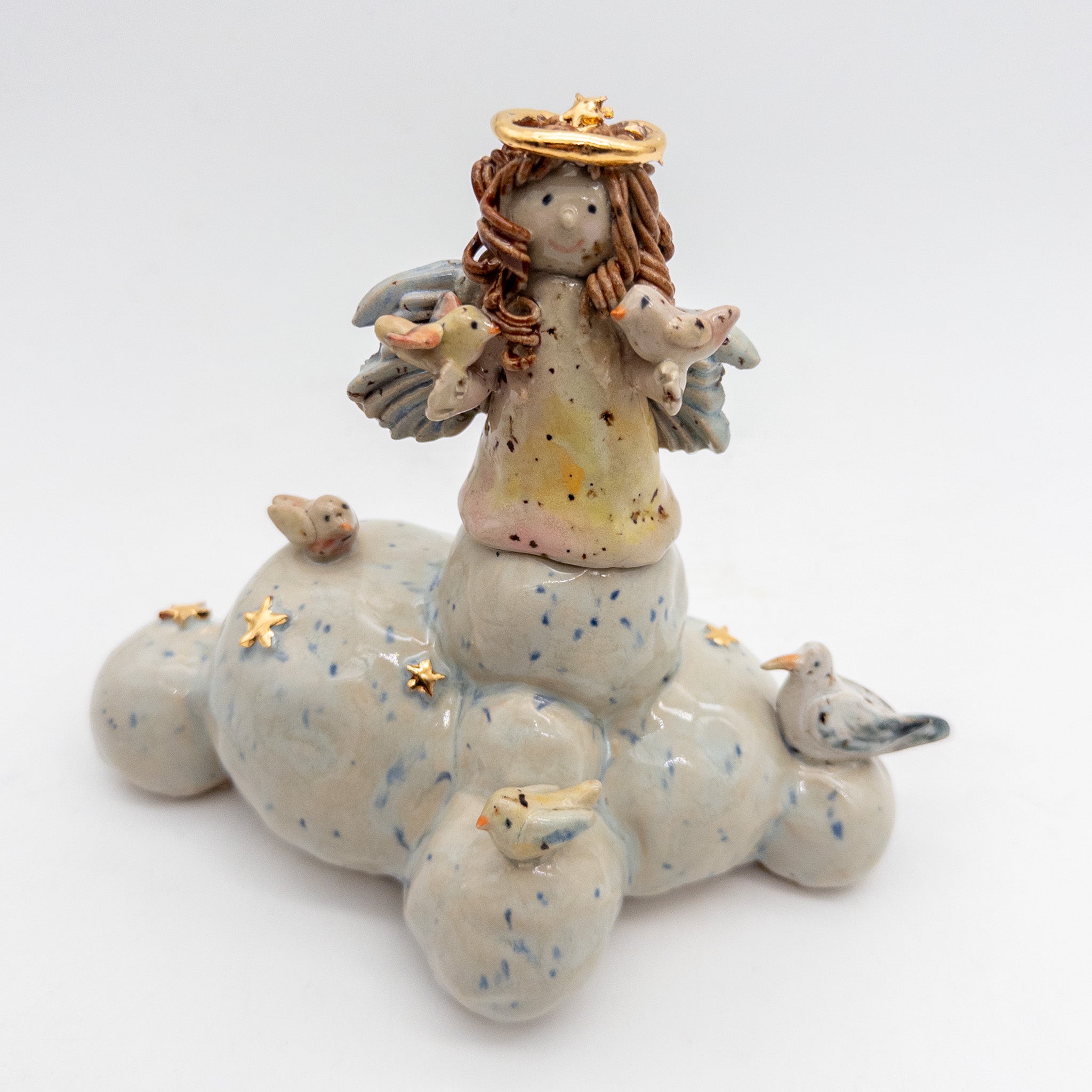 Engel på sky med fugle