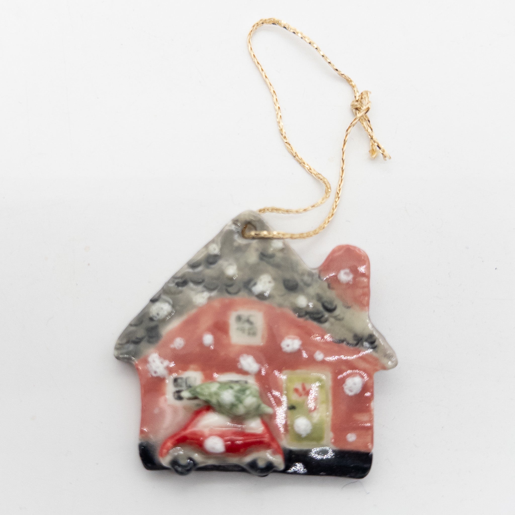 Lille Keramikhus - til ophæng fx på juletræet
