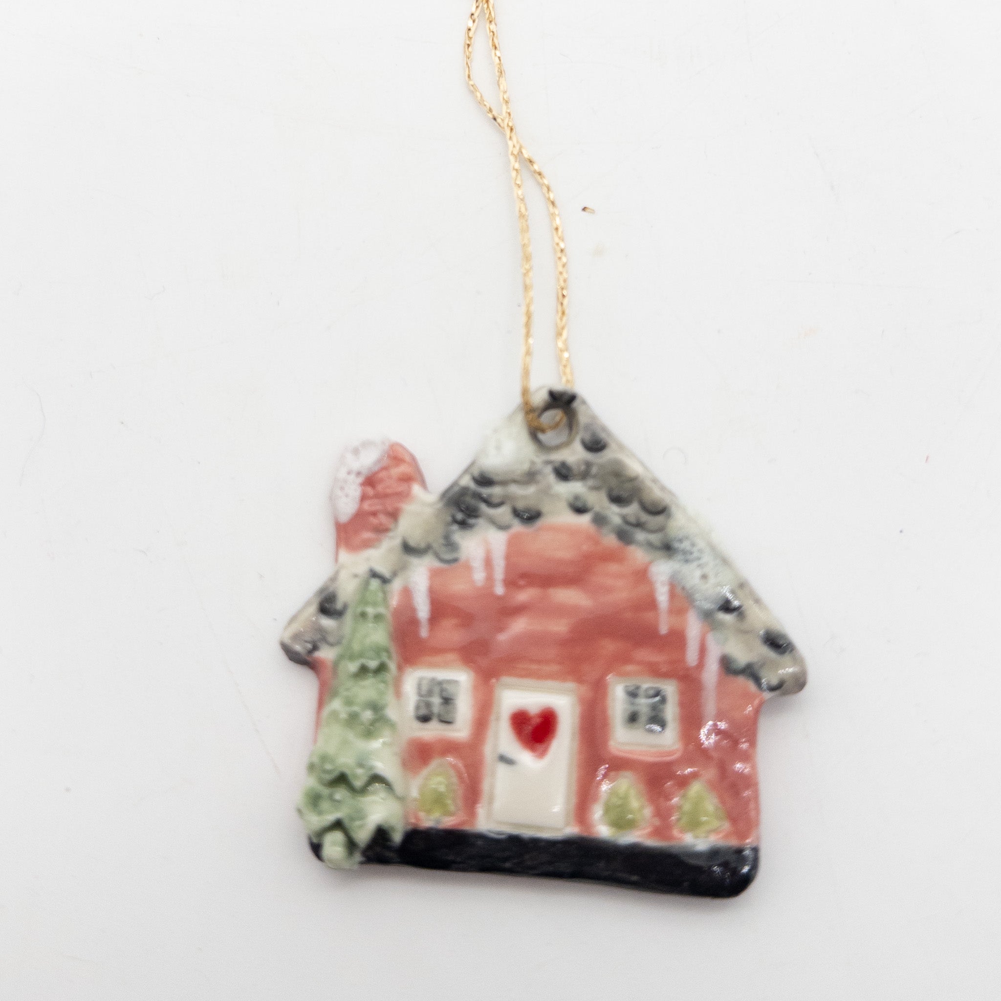Lille Keramikhus - til ophæng fx på juletræet