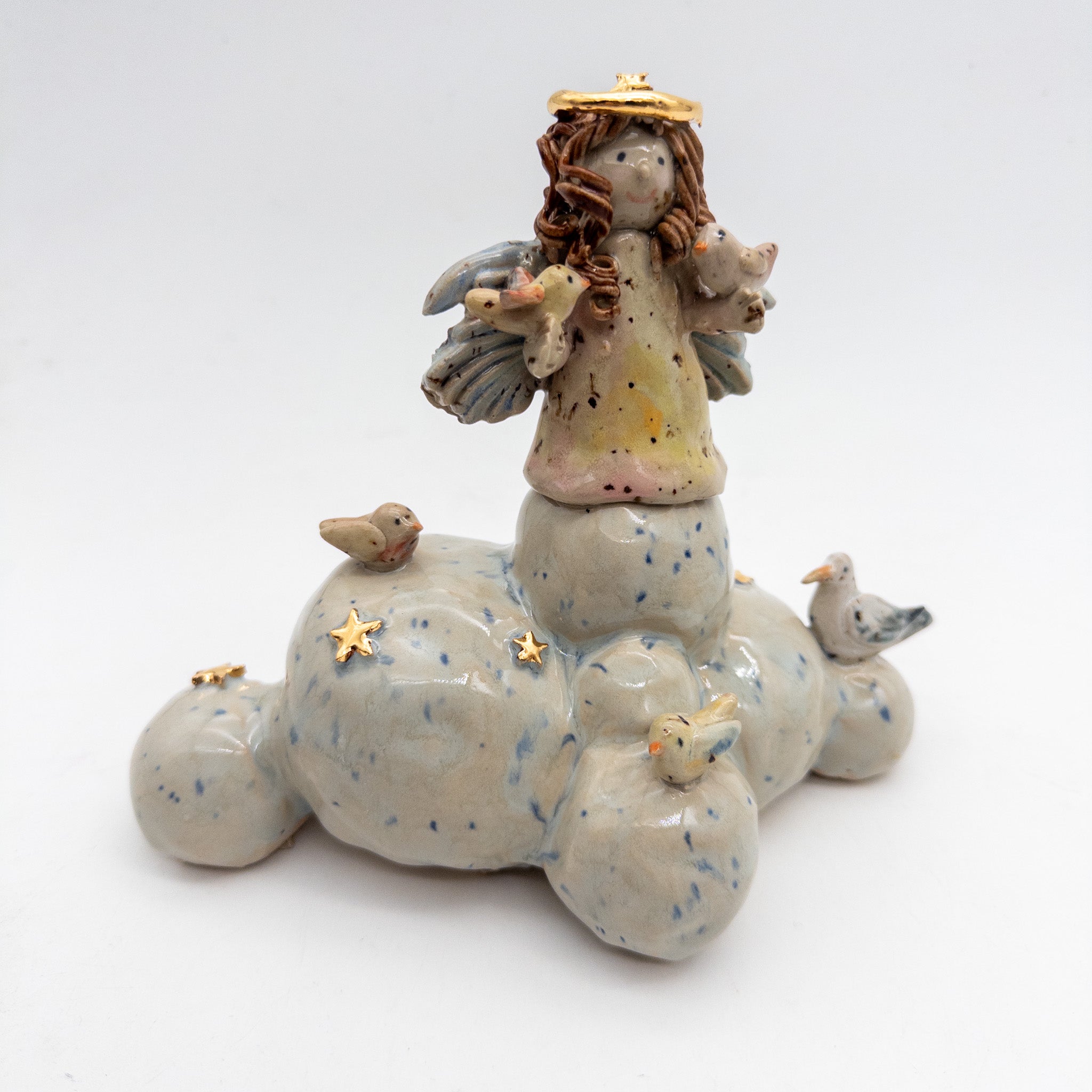 Engel på sky med fugle